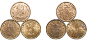 China Hong Kong British colony 1975-1978 10 Cents - Elizabeth II (3 Lots) Nickel brass Royal Mint (Tower Hill) UNC KM 28.3