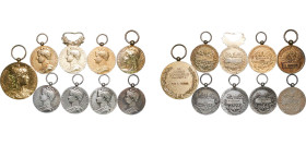 France 20th Century Service Medal Lots (9 Lots,Weight all 108gr) Silver (.900) XF