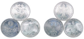 Germany Federal Republic of Germany 1972 10 Deutsche Mark Set (Olympic Games in Munich, 3 Lots) Silver (.625) UNC