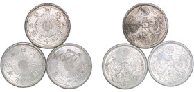 Japan Empire 1934-1937 50 Sen - Shōwa (3 Lots) Silver (.720) AU Y 50 JNDA 01-17
