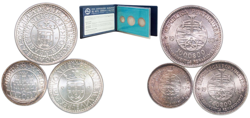 Portugal Third Republic 1983 incm Escudos Set (XVII European Art Exhibition, 3 L...