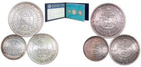 Portugal Third Republic 1983 incm Escudos Set (XVII European Art Exhibition, 3 Lots) Silver Lisbon Mint BU