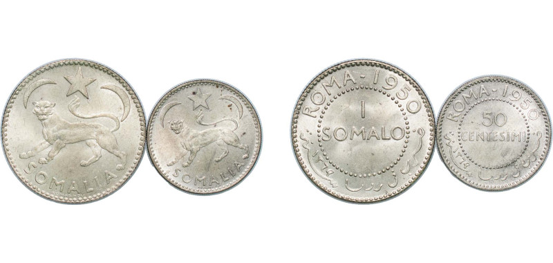 Somalia Italian Somaliland Trust Territory 1950 50 Centesimi & 1 Somalo (2 Lots)...