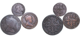 Spain Kingdom 1836-1855 Maravedis Set - Isabel II (3 Lots) Copper VF