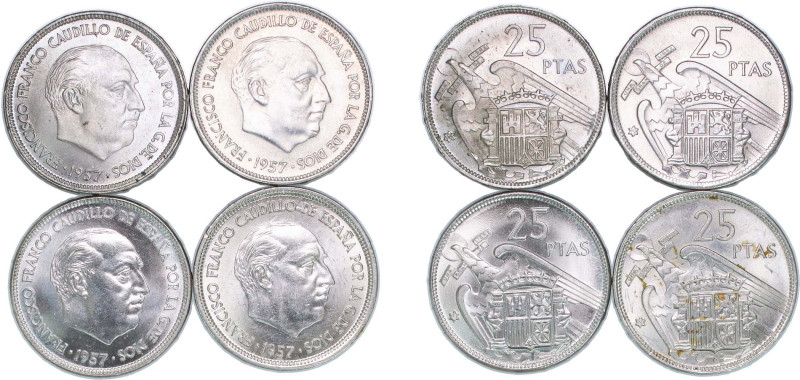 Spain Nationalist Government 1957 *66/69/70/75 25 Pesetas - Francisco Franco (4 ...