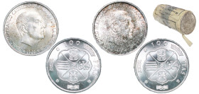 Spain Nationalist Government 1966 *19-66 100 Pesetas - Francisco Franco (Roll of 25 Pieces, 19grams each, all Original luster) Silver (.800) BU KM 797