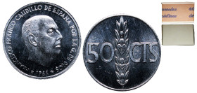 Spain Nationalist Government 1966 *73 50 Centimos - Francisco Franco "Box of FNMT with 400 Coins" Aluminium Madrid Mint 1g BU KM 795