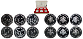 Turks and Caicos Islands British Overseas Territory 1992 20 Crowns Set - Elizabeth II (Olympic Games 1992, 6 Lots Weight each coin 31.1gr) Silver (.99...