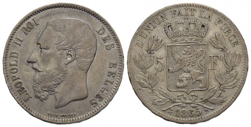 Belgien Königreich seit 1831 Leopold II., 1865-1909. 5 Francs 1865. K./M. 24. Se...