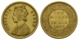 Britisch Indien Ostindien Kompanie unter Britischer Oberhoheit Mohur 1862 (11,67 g), mit Titel u. Portrait Viktoria (1877-1901) Fr:1598 Gold vorzüglic...