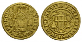 Köln - Erzbischöfliche Prägungen Dietrich II. von Mörs 1414-1463 Goldgulden o.J. (1414), Bonn Wappen 
in Dreipaß / St. Johannes Noss 272 Friedberg 793...