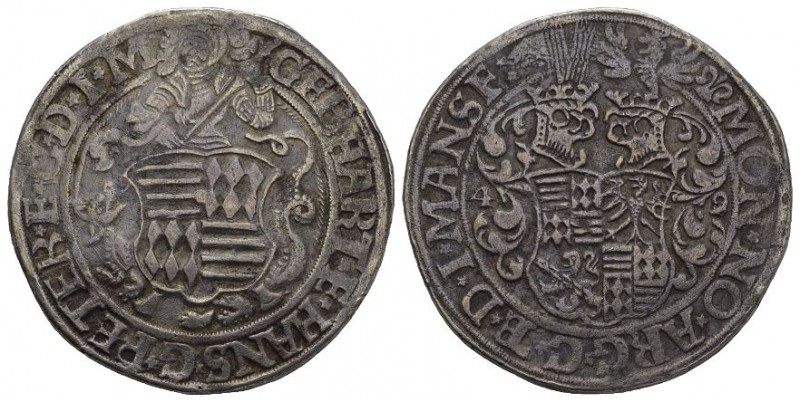 Mansfeld Gebhard VII., Johann Georg I. und Peter Ernst I., 1547-1558. Taler 1549...