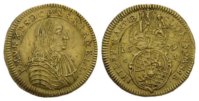 BAYERN. Ferdinand Maria, 1651 - 1679. Goldgulden 1679, München. 2,97 g. Hahn 166...