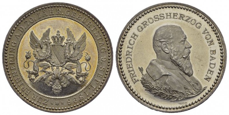 Deutschland, Baden. Friedrich I. AR Medaille 1896 (40 mm, 18.15 g), von R. und M...