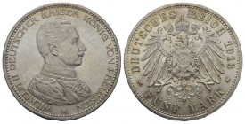 Prussia, Germany 5 Mark 1913, Wilhelm II (1888-1918) Silber 27.77g KM 536 fast FDC