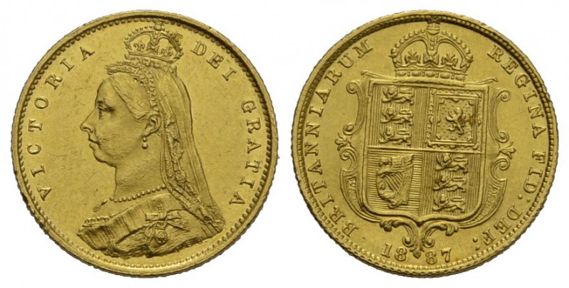 England Victoria, 1837-1901 1/2 Sovereign 1887. Friedb. 393, Se­aby 3869, Schlum...