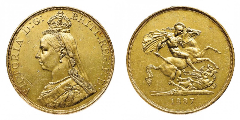 England Victoria, 1837-1901 5 Pounds 1887. Friedb. 390, Seaby 3864, Schlumb. 339...