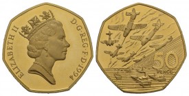 England Elizabeth II. 1952-. 50 Pence 1994. 26,22 g. S. 4353. sehr selten Fr. 439a. FDC aus Polierter 
Platte.