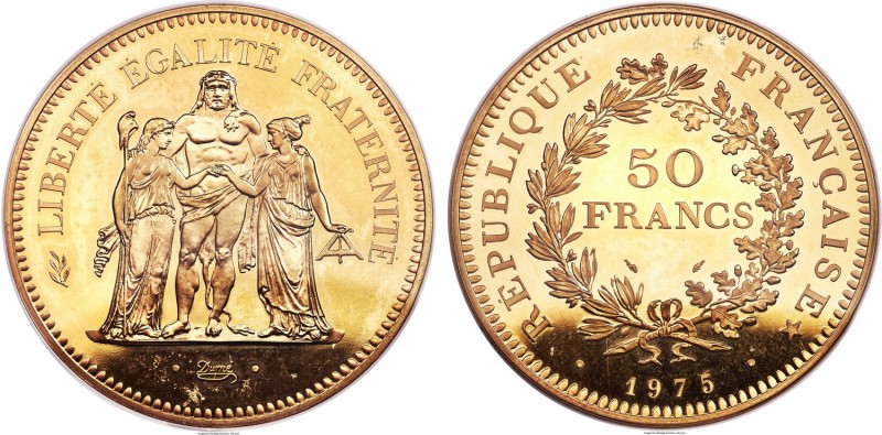 Frankreich 5. Republik seit 1958. 50 Francs 1975. Dickabschlag (Piéfort). 102,07...