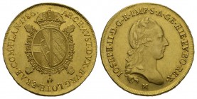 Italien / Mailand Josef II. von Habsburg, 1780-1790. Sovrano 1786 M, Mailand. 11,09 g. Crippa 13/A, 
Fb. 739 a. GOLD. Attraktives, vorzügliches Exempl...