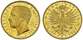 Italien Königreich. Vittorio Emanuele III. 1900-1946. 20 Lire 1905 R, Rom. 6.43 g. Pagani 664. Schl. 83. Fr. 24. Selten PCGS MS 62+ fast FDC