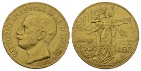Italien Regno d'Italia Vittorio Emanuele III. 1900-1946. 50 Lire 1911, Roma. 50 Jahre Königreich. 16,12 g. Pag. 656. Schl. 86. Fr. 25. Vorzüglich.