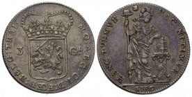 Niederlande Utrecht, Provinz 3 Gulden 1786. Wappen / Hollandia steht neben Säule. Dav. 1852 
Delmonte 1150 31.70 g., Vorzüglich