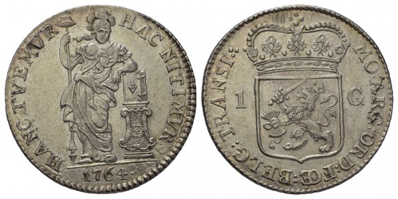 Niederlanden 1764 1 Gulden in Silber , 10.5g sehr selten Overyssel KM 63.3 vorzü...