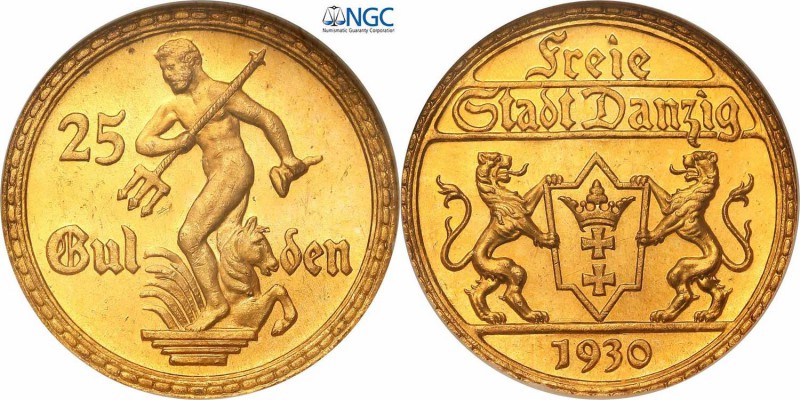Polen Stadt. 25 Gulden 1930. Fr. 44, J. D11. 7,98 g. GOLD. Selten. Nur 4'000 Exe...