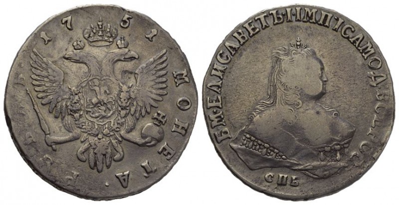 Russland / Russia Kaiserreich Elisabeth, 1741-1762 Rubel 1751, Moskau, Roter Mün...