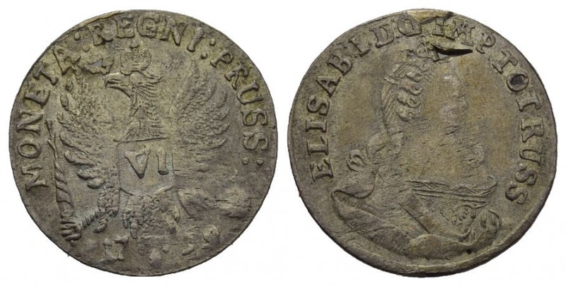 Russland / Russia 1759 6 Groshen in Silber s.selten Bitkin 698 3g Silber vorzügl...