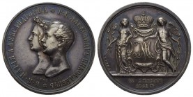 Russland / Russia Nikolaus I., 1825-1855. Silbermedaille (rubelförmig) 1841 St. Petersburg (v. H. Gube) Auf die Hochzeit seines Sohnes Alexander II. m...