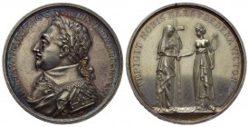 Schweden Karl XIV. Johann, 1818-1844. Silbermedaille 1832, von C. M. Mellgren, auf den 200. Todestag des schwedischen Königs Gustav II. Adolf am 6. No...