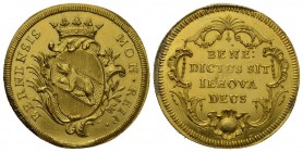 Schweiz / Switzerland Bern 4 Dukaten o.J. (um 1750). MON REIP BERNENSIS. Gekröntes Wappen in reich verzierter Kartusche zwischen Palm- und Lorbeerzwei...