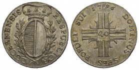 Schweiz / Switzerland / Suisse / Swizzera Luzern 1/4 Taler (10 Batzen) 1796. HMZ 2­654e. 7,35 g.Fast unzirkuliert