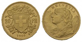 Schweiz / Switzerland / Suisse / Swizzera 20 Franken 1926 B. Divo 367, HMZ 2-1195x, Schl. 45, Fr. 499. 6.48 g.
Gold. Selten. bis unzirkuliert