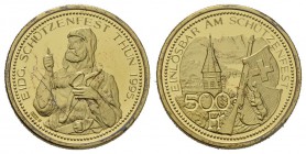 Bern. 500 Franken 1995. Thun. Eidgenössisches Schützenfest. 13.00 g. Häberling 50. Selten. Nur 400 Exemplare geprägt / Rare. Only 400 pieces struck. P...