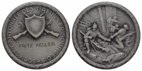 Fribourg. Silbermedaille o. J. (ab 1923). Fribourg. Société cantonale de tireurs fribourgeois. 53.80 g. Richter (Schützenmedaillen) 442a. bis unzirkul...