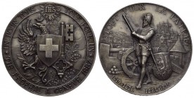 Genf / Genève Silbermedaille 1887. Eidgenössisches Schützenfest Genf. 38.67 g. Richter 628b. Fast FDC