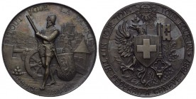Genf / Genève Silbermedaille 1887. Eidgenössisches Schützenfest Genf. 38.67 g. Richter 628b. Fast FDC