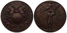 Waadt / Vaud Bronzemedaille 1894. Tir cantonal vaudois in Lausanne. 44.62 g. Richter 1591d. Fast FDC.