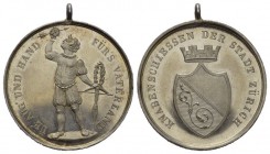 Zürich, Stadt. AR Medaille o. J. (nach 1850) (30 mm, 11.93 g), auf das Knabenschiessen der Stadt Zürich.Richter 1935a. FDC