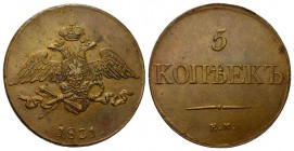 Russland / Russia 
 KAISERREICH Nikolaus I., 1825-1855. Ku.-5 Kopeken 1831, Ekaterinburg. 24,42 g. Bitkin 481 vorzüglich +