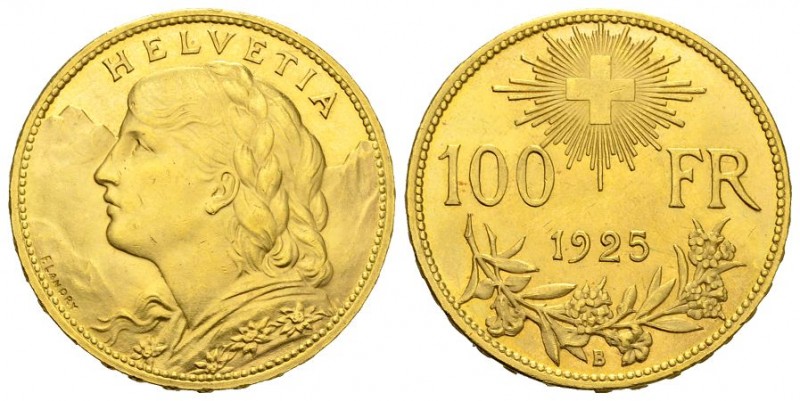 Schweiz Eidgenossenschaft 100 Franken 1925 B, Bern. 32.26 g. Divo 359. HMZ 2-119...