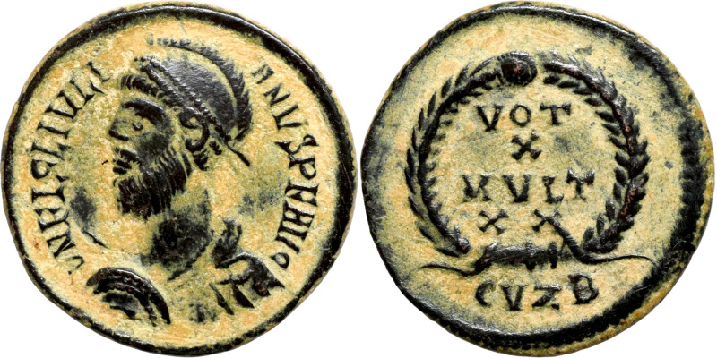 Julianus II. Apostata. (361-363 AD). Æ Follis. Antioch. Obv: D N FL CL IVLIANVS ...