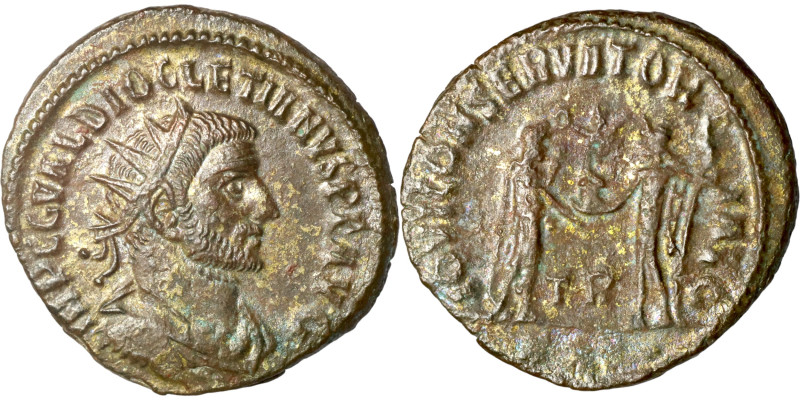 Diocletian. (285 AD). Æ Antoninian. Obv: IMP C C VAL DIOCLETIANVS P F AVG. radia...