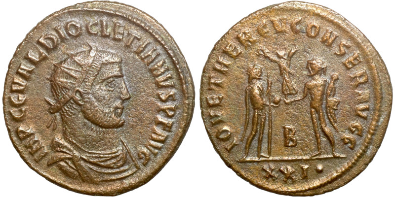 Diocletian. (285 AD). Æ Antoninian. Obv: IMP C C VAL DIOCLETIANVS P F AVG. radia...