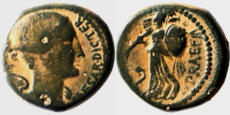 Julius Caesar. 45 B.C. AE dupondius (27.72 mm, 13.46 g, 1 h). Mediolanum(?) mint...