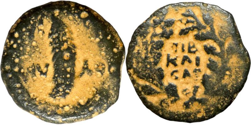 Judaean coin

16mm 2,17g

Artificial sand patina