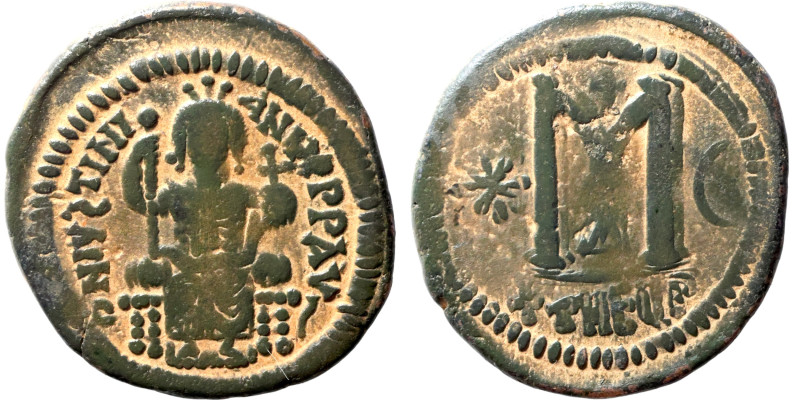 Byzantine coin bronze

33mm 15,49g

Artificial sand patina